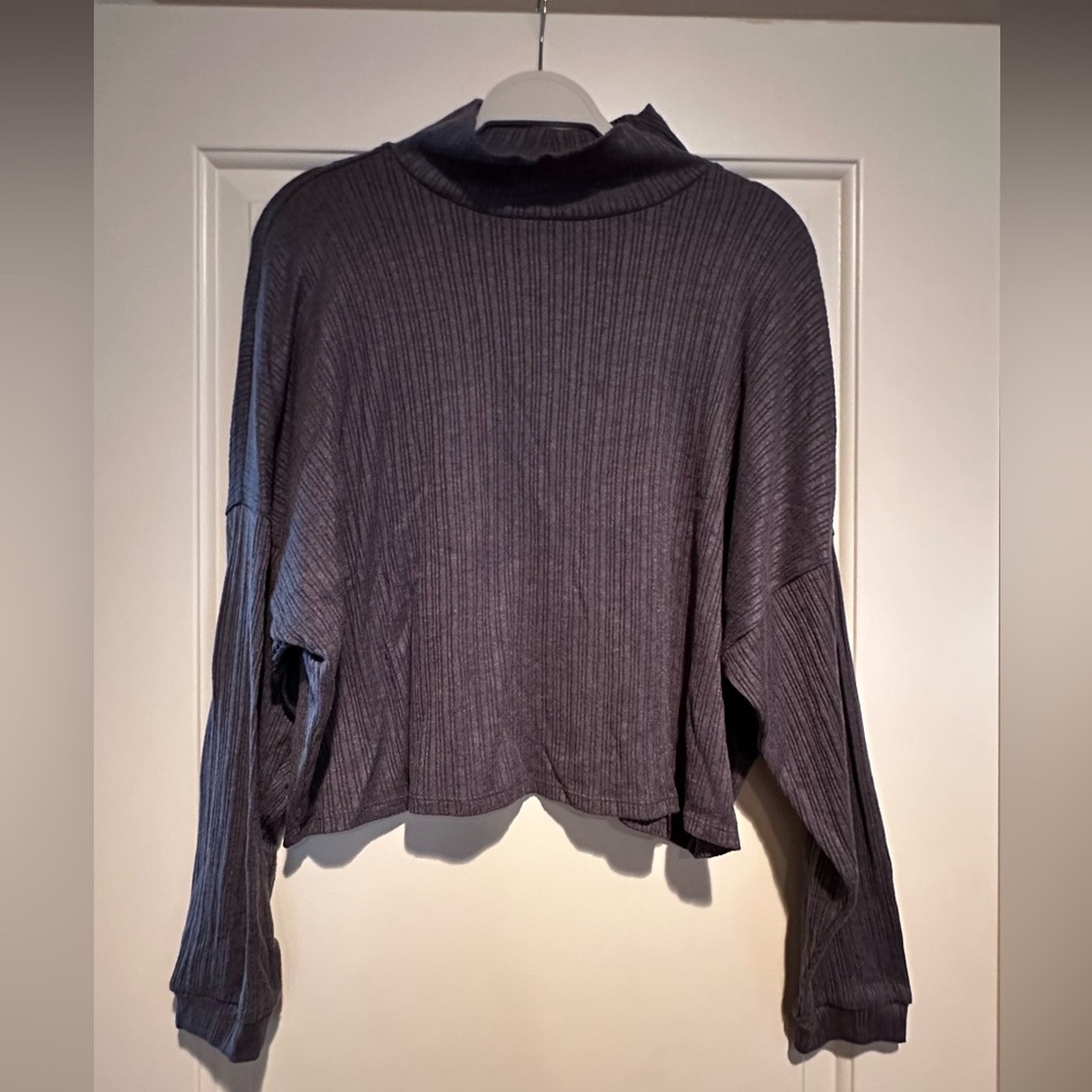 Lucky Brand Charcoal Ribbed Knit Sweater